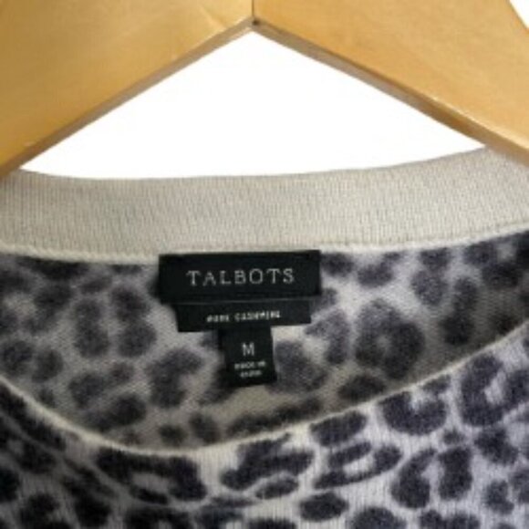 Talbots Gray Leopard Print Cashmere Sweater Medium - Picture 2 of 3